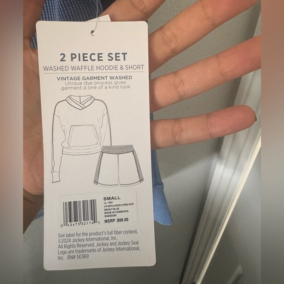 Jockey 2 piece set. Shorts & Hoodie. Size small. Blue. NWT. - Picture 4 of 5